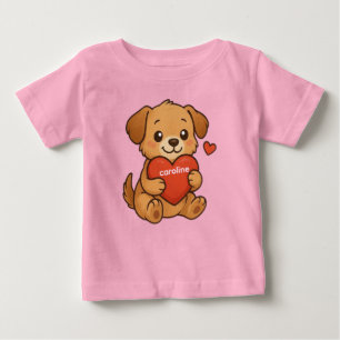 personlig Söt valp/hund Alla hjärtans dag T Shirt