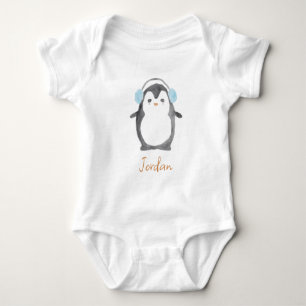 Personlig söt vattenfärgspenguin baby t shirt