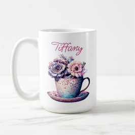 Personlig Söt Vintage Tea Kopp of Flowers