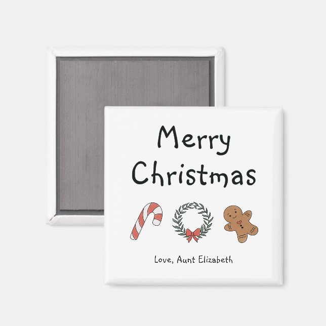 Personlig Söt Whimsical Enkel God Jul Magnet (Front/Back)
