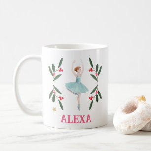 Personlig söta botaniska ballerina jul kaffemugg