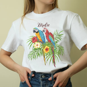 Personlig söta papegojor på gren t shirt