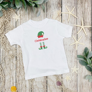 Personlig söta röda gröna tomte jul t shirt