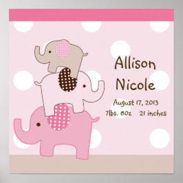 Personlig söta staplade elefanter väggkonst