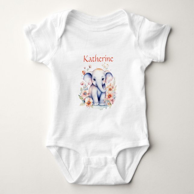 Personlig sötn illustration av en baby elefant t shirt (Framsida)