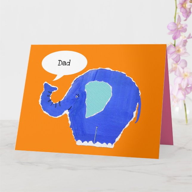 Personlig sötnos elefant fadersdags kort (Orkide)