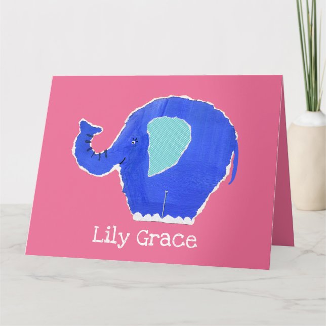 Personlig sötnos elefant födelsedagsgratulationsko kort (Framsida)