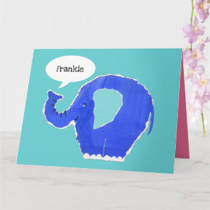 Personlig sötnos elefant födelsedagsgratulationsko kort