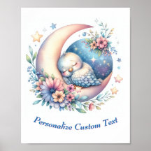 Personlig sötnos Liten babyfågel som sover på måne