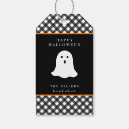 Personlig sötnos spöke Halloween1 gingham presente Presentetikett