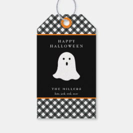 Personlig sötnos spöke Halloween1 gingham presentt Presentetikett