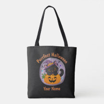 Personlig sötnos svart katt Halloween-handväska