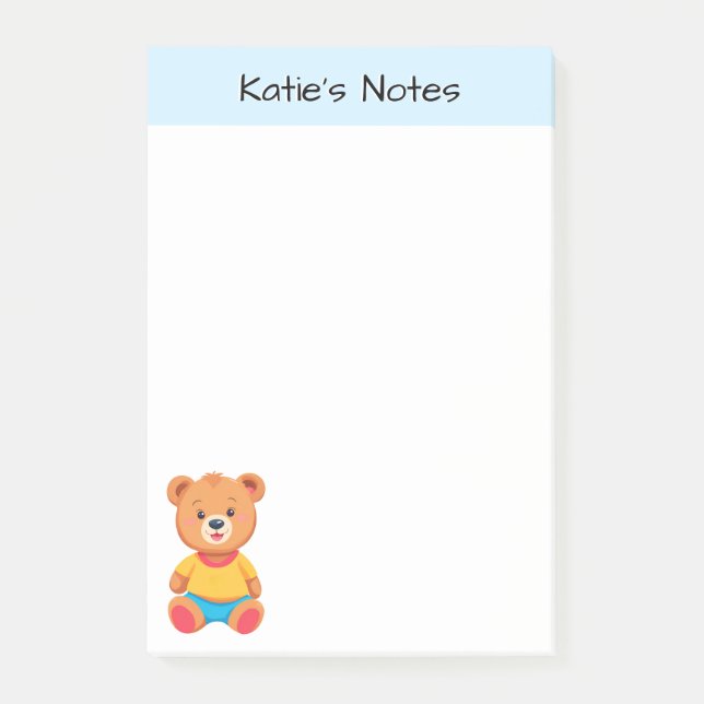 Personlig sötnos Teddybjörn Barn Post-it Block (Framsida)
