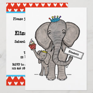 Personlig sötnosig elefant baby shower inbjudan