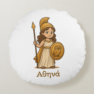 Personlig sötnosig serie- Athena grekisk gudinna Rund Kudde