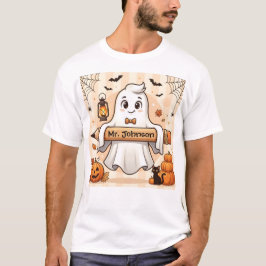 Personlig sötsak Halloween-spöke Lärar-T-shirt T Shirt
