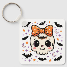 Personlig sötsas skull-båge Halloween-nyckelring Nyckelring