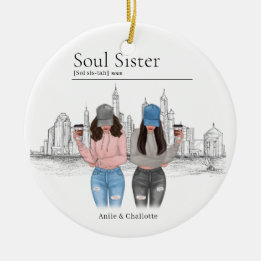 Personlig Soul Sister-julklapp Julgransprydnad Keramik