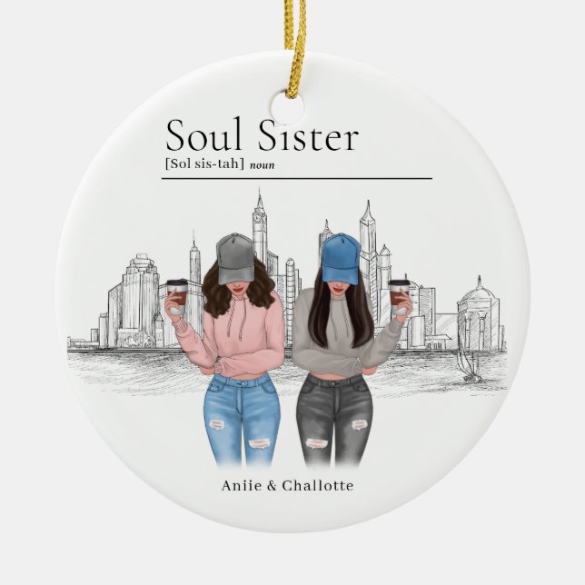 Personlig Soul Sister-julklapp Julgransprydnad Keramik (Framsidan)
