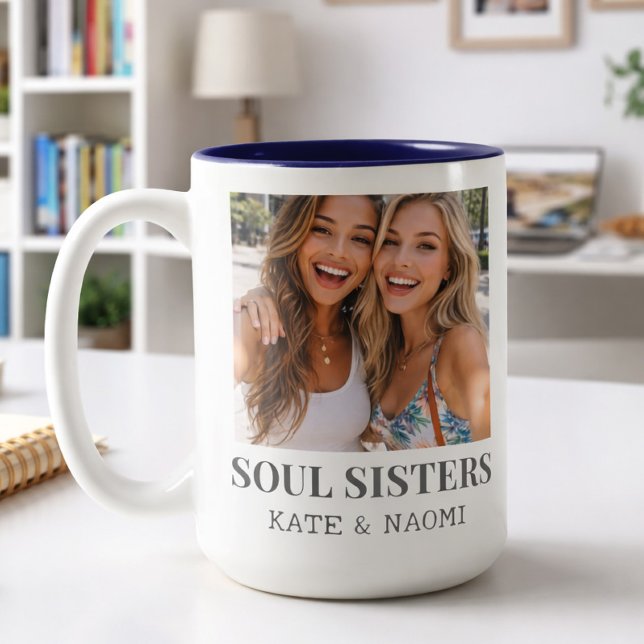 Personlig Soul Sisters BFF-fotomugg Två-Tonad Mugg (Besties forever!)