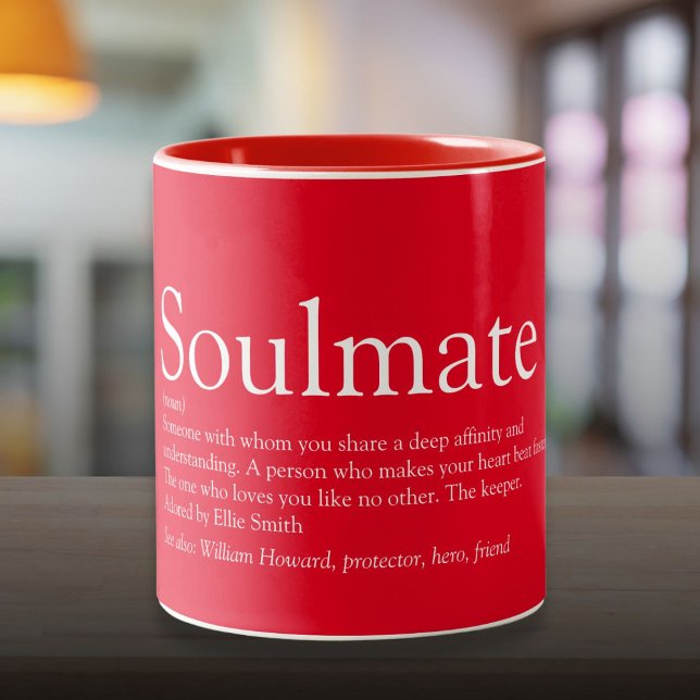 Personlig Soulmate Definition Romantic Red Två-Tonad Mugg (Personalized Soulmate Definition Romantic Red Two-Tone Coffee Mug)