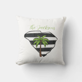 Personlig South Carolina State Palm Tree Stripe Kudde