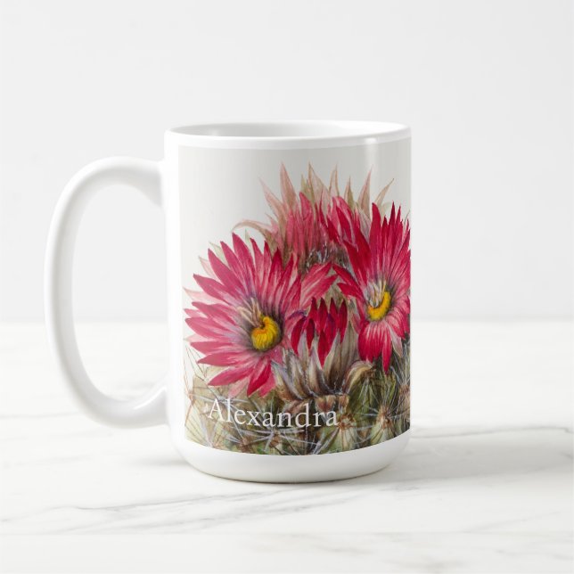 Personlig Southwest Red Flower Cactus Cacti Kaffemugg (Vänster)
