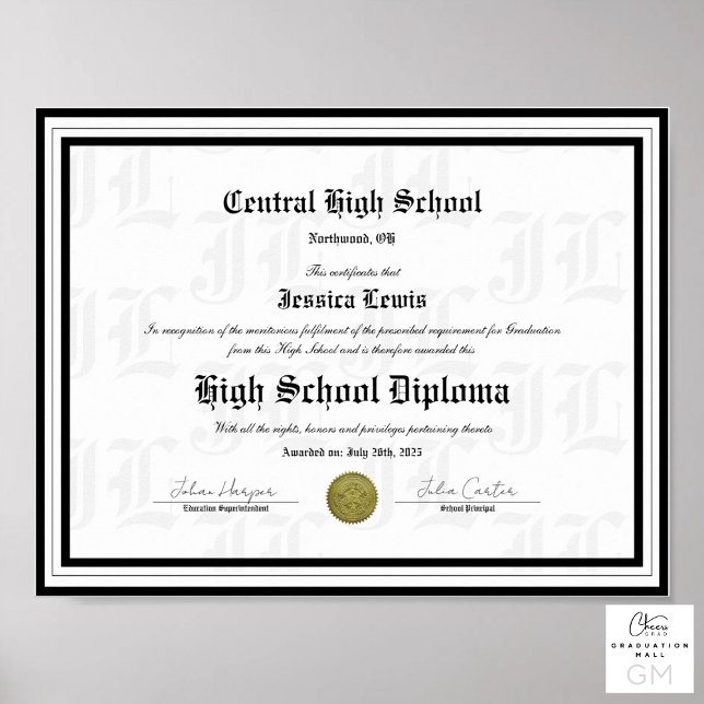 Personlig souvenir för high school nyhet  poster (Personalized Keepsake for High School Novelty Poster)