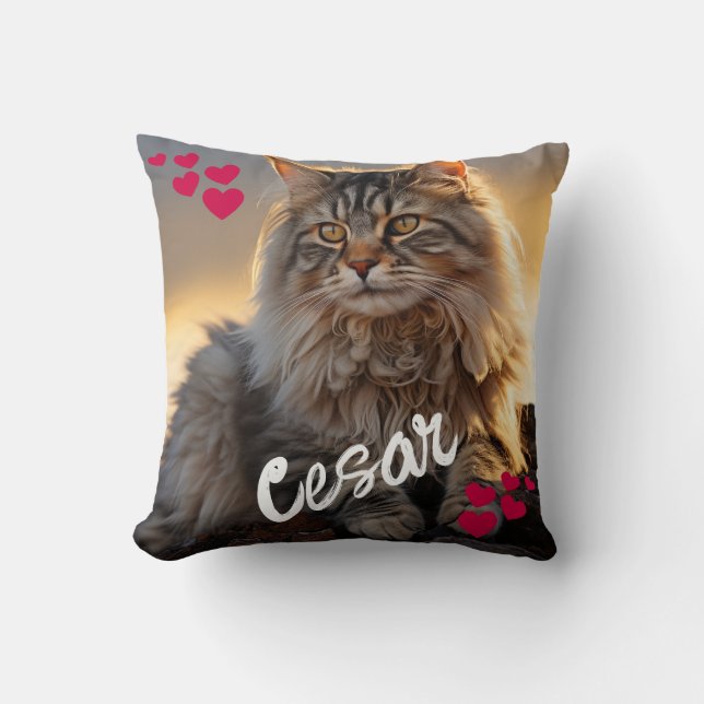 Personlig souvenir med husdjurets foto och namn  kudde (Framsida)