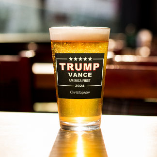 Personlig souvenir, Namn Trump-Vance 2024 Val Pint Glaskopp