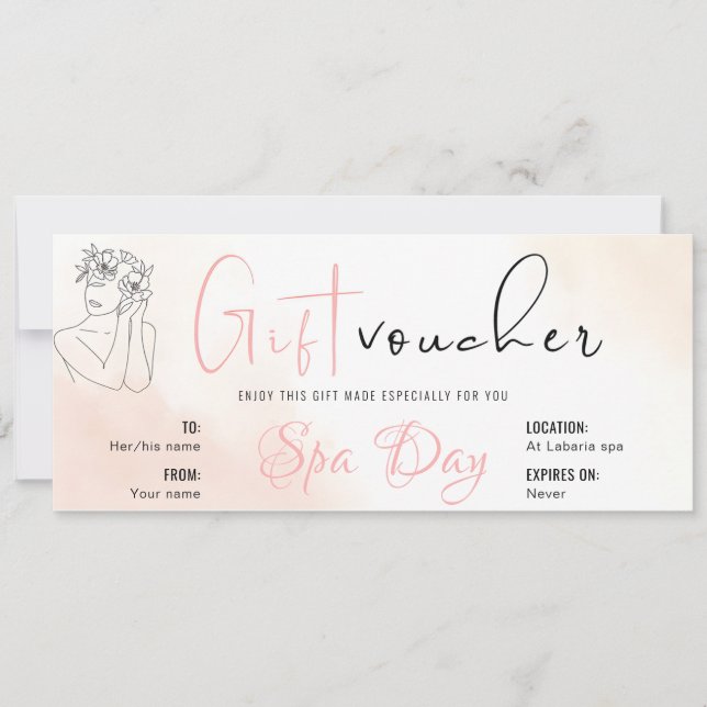Personlig Spa Day Voucher Gift-certifikat Inbjudningar (Framsida)