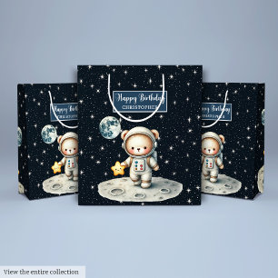 Personlig Space Bear Gift Bag för födelsedag