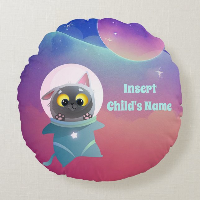 Personlig Space Cat Dekorativ kudde (Framsidan)
