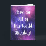 Personlig Space Himmel Lila och Magenta födelsedag Kort<br><div class="desc">Lägg till ett eget personlig-meddelande eller lämna hälsning på samma sätt som på det här hälsningskortet, med vitt skript som skrivs mot en lila och magenta stjärnfylld rymden himlar med lila-skript som skrivs in. Skapa födelsedagskort för perfekt personlig för science fiction fläkt eller lägg till ett eget anpassningsbar-meddelande om du...</div>
