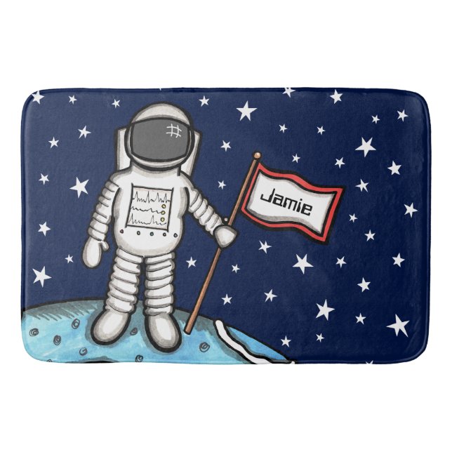 Personlig Spaceman Astronaut Cosmonaut Bath Mat Badrumsmatta (Framsidan)
