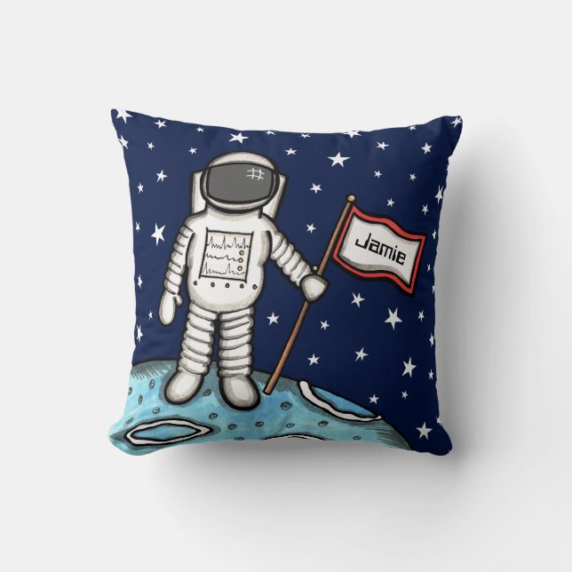 Personlig Spaceman Astronaut Cosmonaut Cushion Kudde (Framsida)