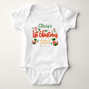Personlig Spädbarn Första jul, Babie 1:a Xms T Shirt