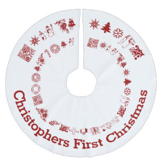 Personlig spädbarn första jul julgransmatta borstad polyester