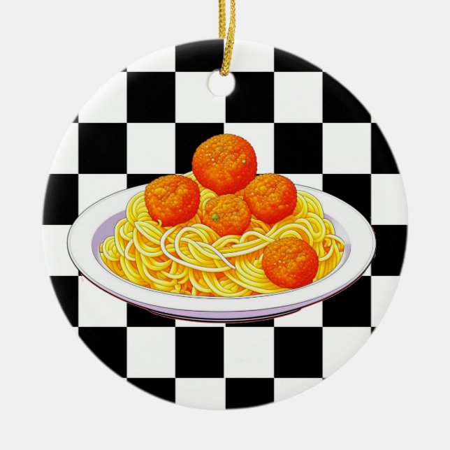 Personlig Spaghetti Pun-jul Julgransprydnad Keramik (Framsidan)