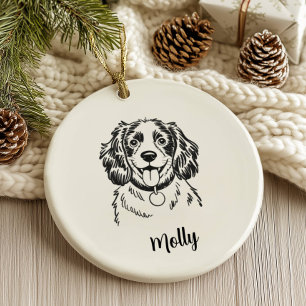 Personlig Spaniel Hund Jul Julgransprydnad Keramik