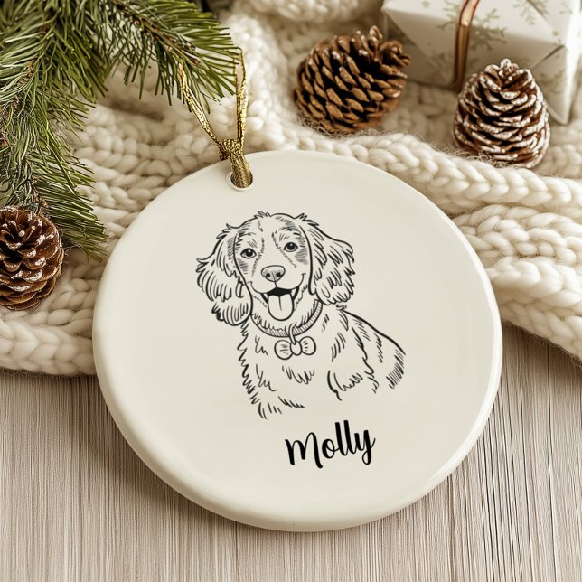 Personlig Spaniel Hund Jul Julgransprydnad Keramik (Skapare uppladdad)