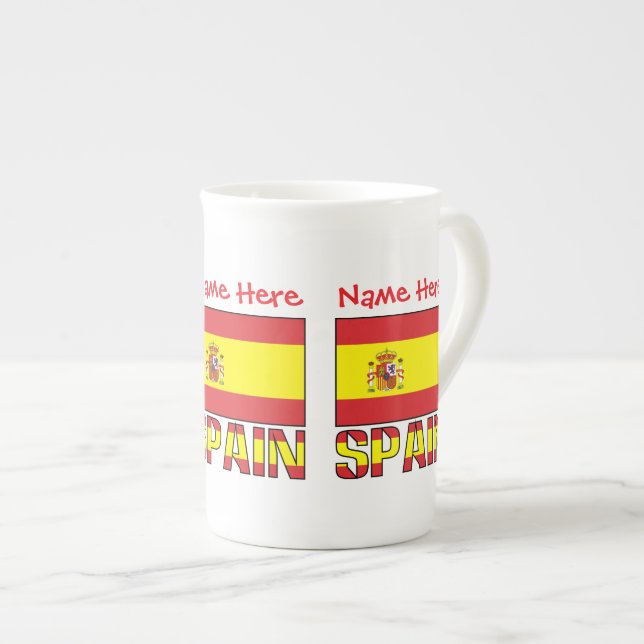 Personlig Spanien Flagga Arv  Benporslin Mugg (Framsida höger)