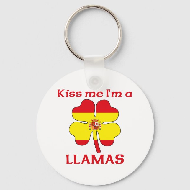 Personlig Spanska Kiss Me Jag heter Llamas Nyckelring (Framsida)