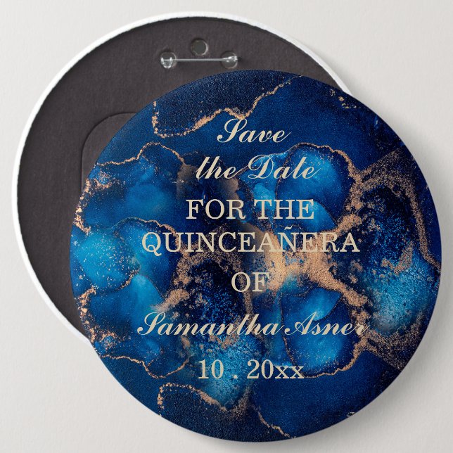 Personlig Spara datum magneter for Quinceaner Knapp (Framsida & baksida)