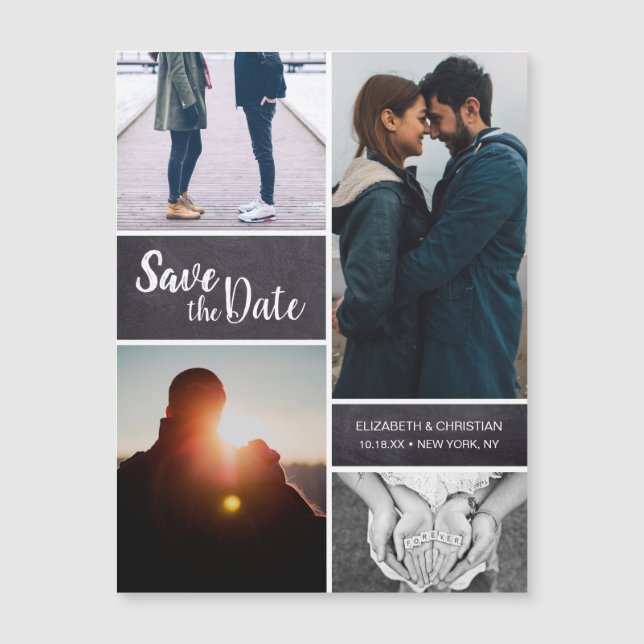 Personlig Spara datumet för Bröllop fotokollage (Framsida)