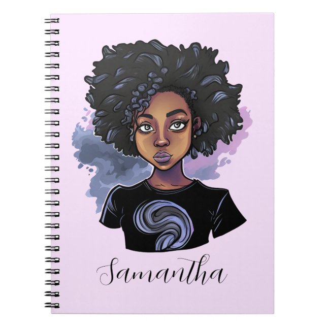 Personlig Sparkling African American Woman Anteckningsbok (Framsidan)