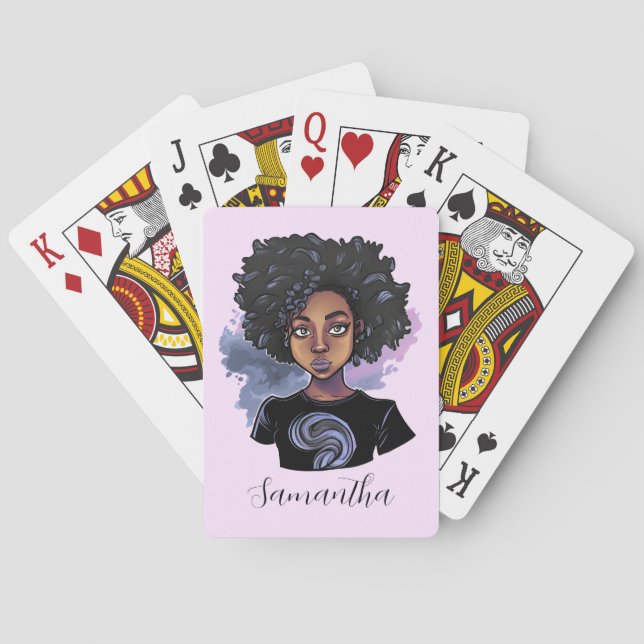 Personlig Sparkling African American Woman Casinokort (Baksidan)