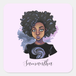 Personlig Sparkling African American Woman Fyrkantigt Klistermärke