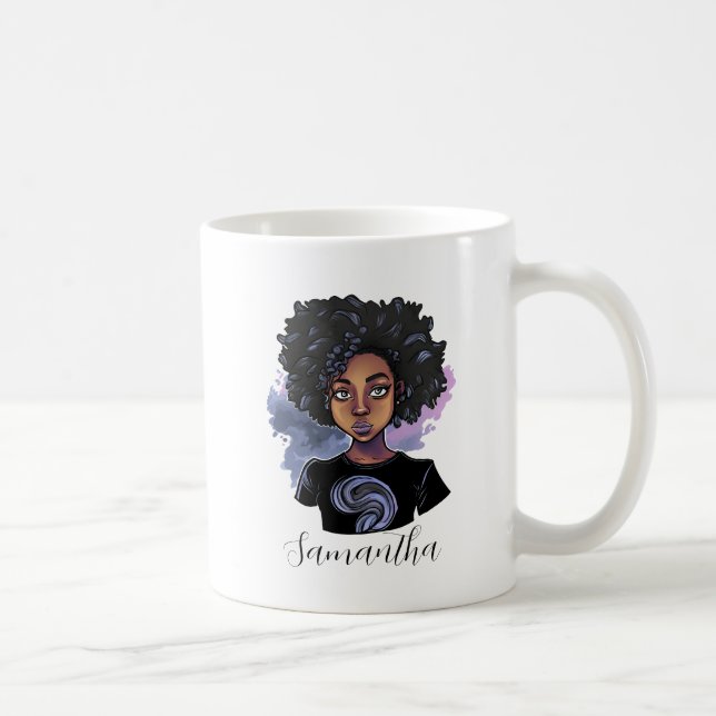 Personlig Sparkling African American Woman Kaffemugg (Höger)