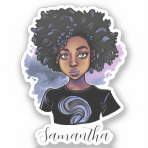 Personlig Sparkling African American Woman Klistermärken